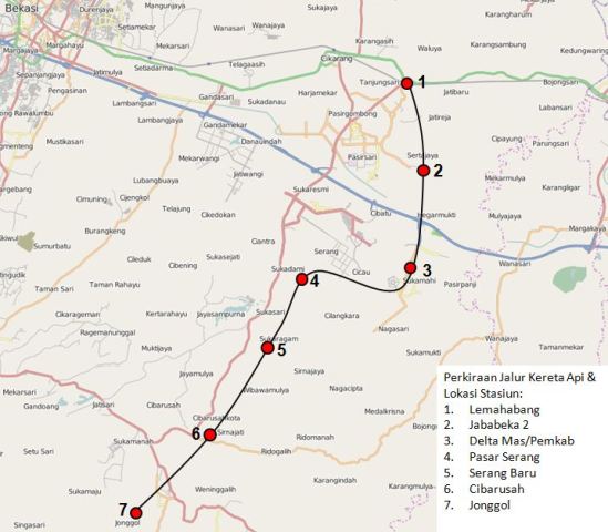 Peta Jalur Kereta Api Kabupaten Bekasi